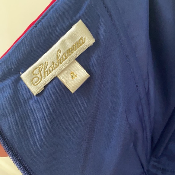 Shoshanna Mini Navy Dress with Orange & Fuschia Bodice - Picture 3 of 4